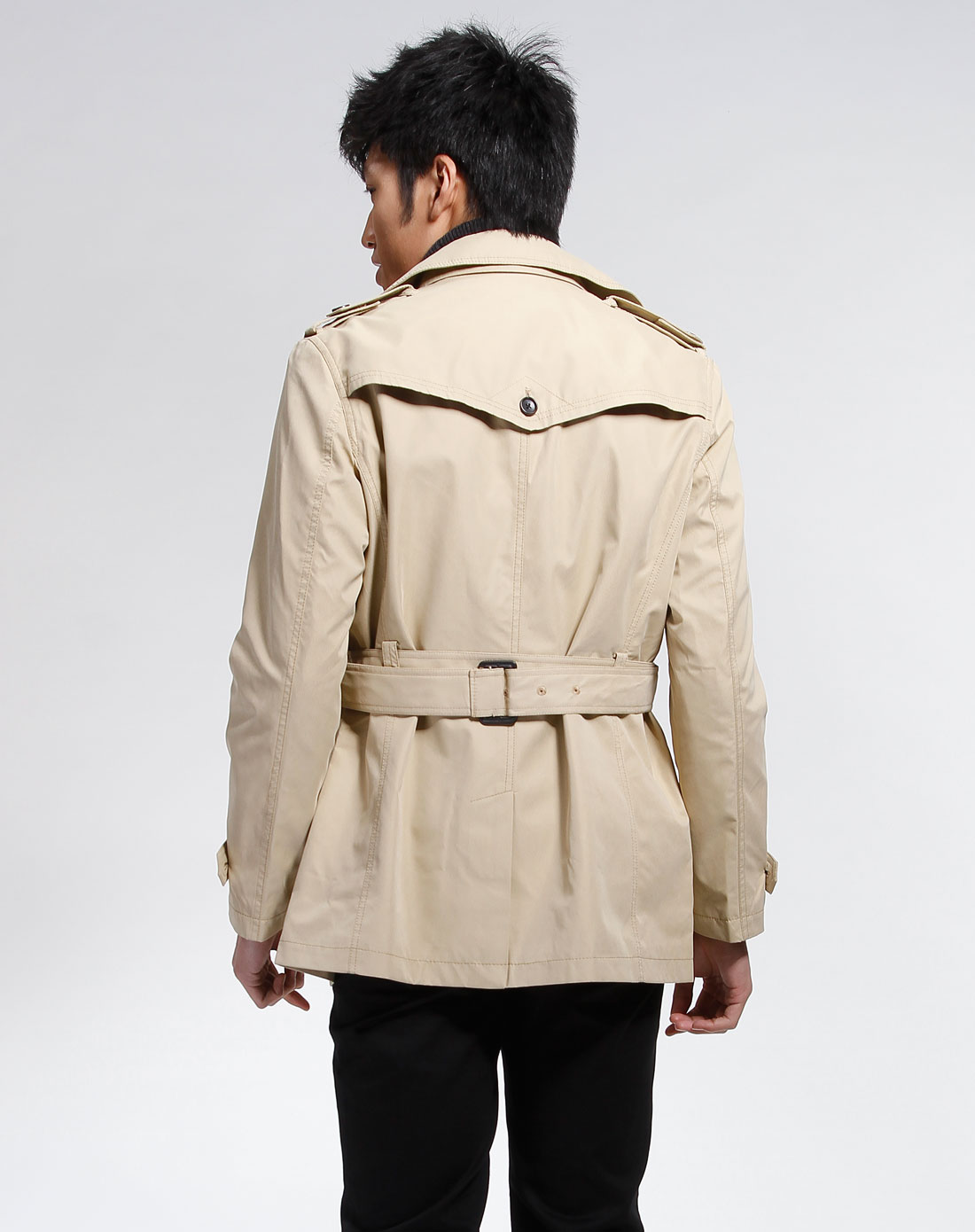 克莱蒙梭clemenceau米黄色时尚个性长袖风衣fy10002-米黄_唯品会