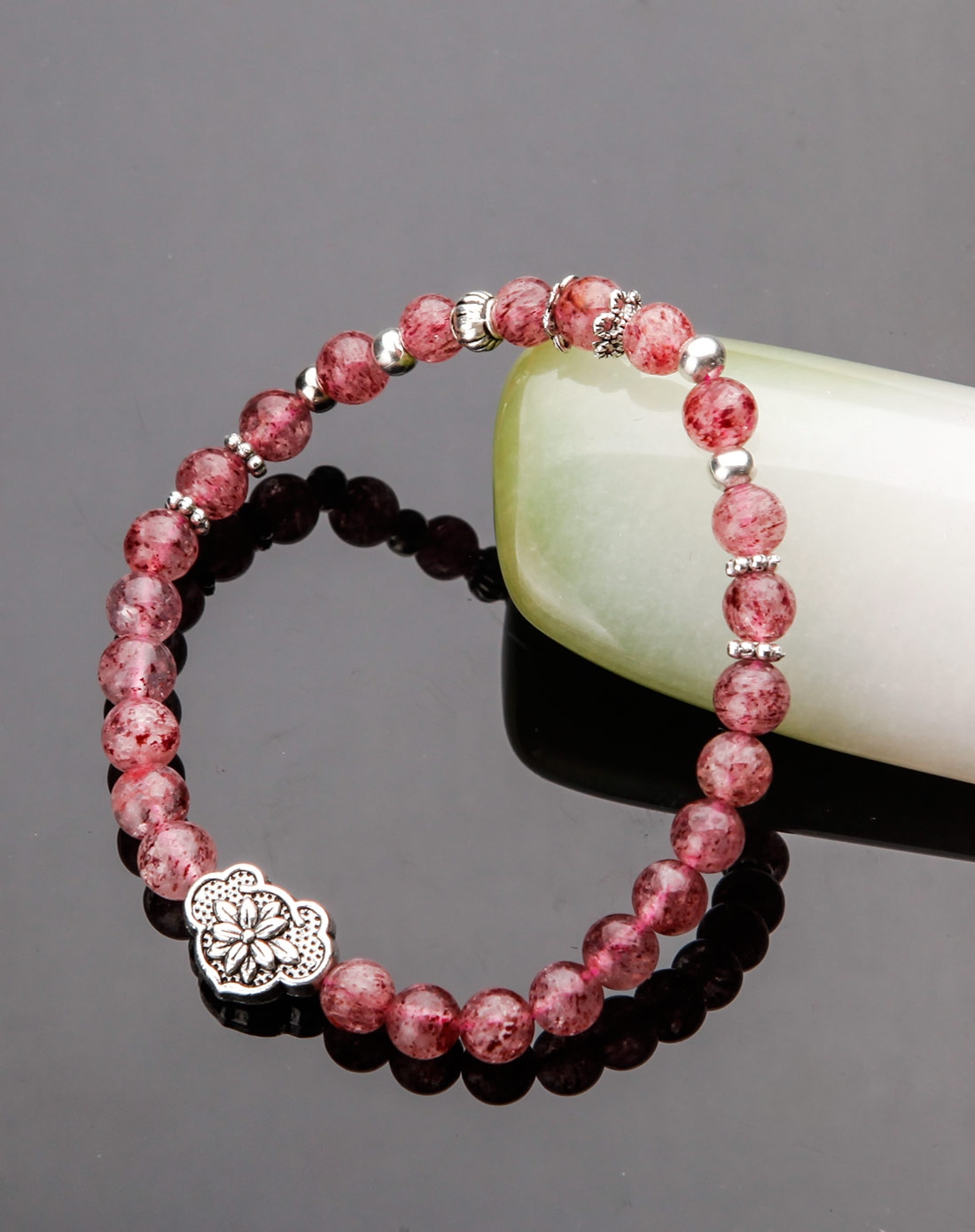 女款天然粉红色极品草莓晶手链