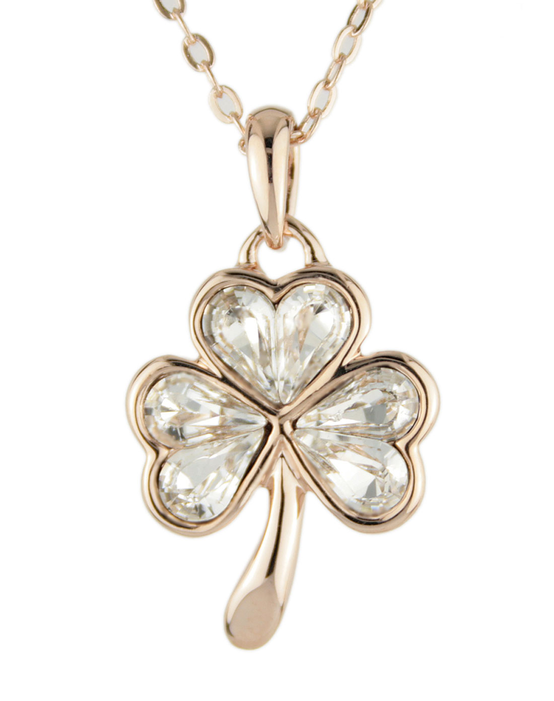 幸福三叶草-合金镀18k玫瑰金项链