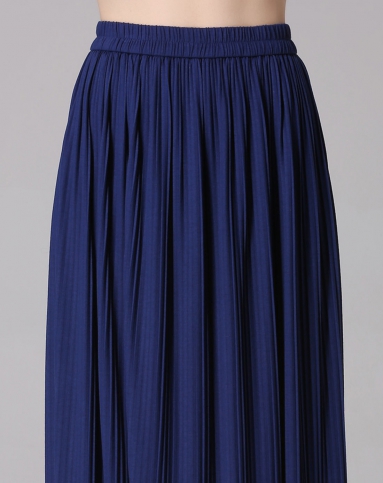 藏蓝色针织百褶半裙