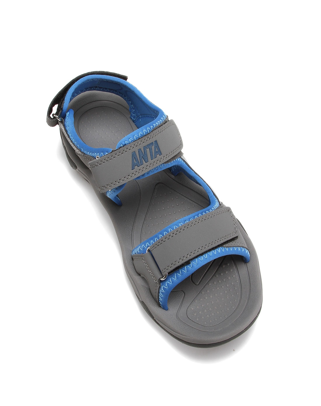 安踏男款钢灰配蓝色沙滩凉鞋 柔软防滑耐磨11328964-1_唯品会