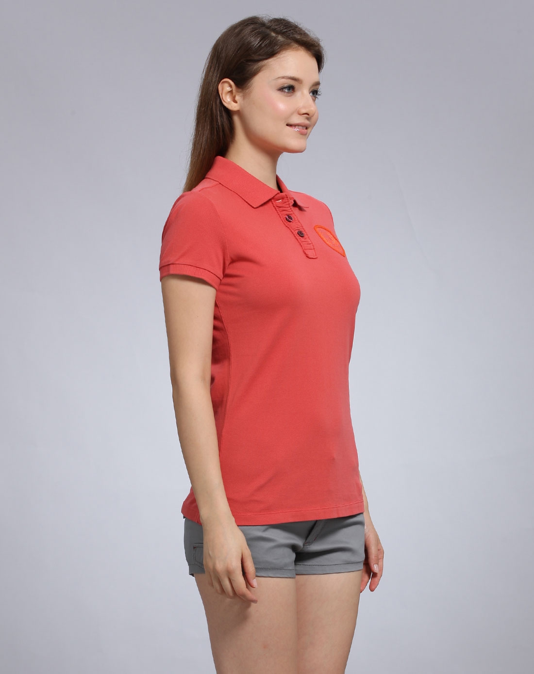 都市清新橘红色短袖t恤