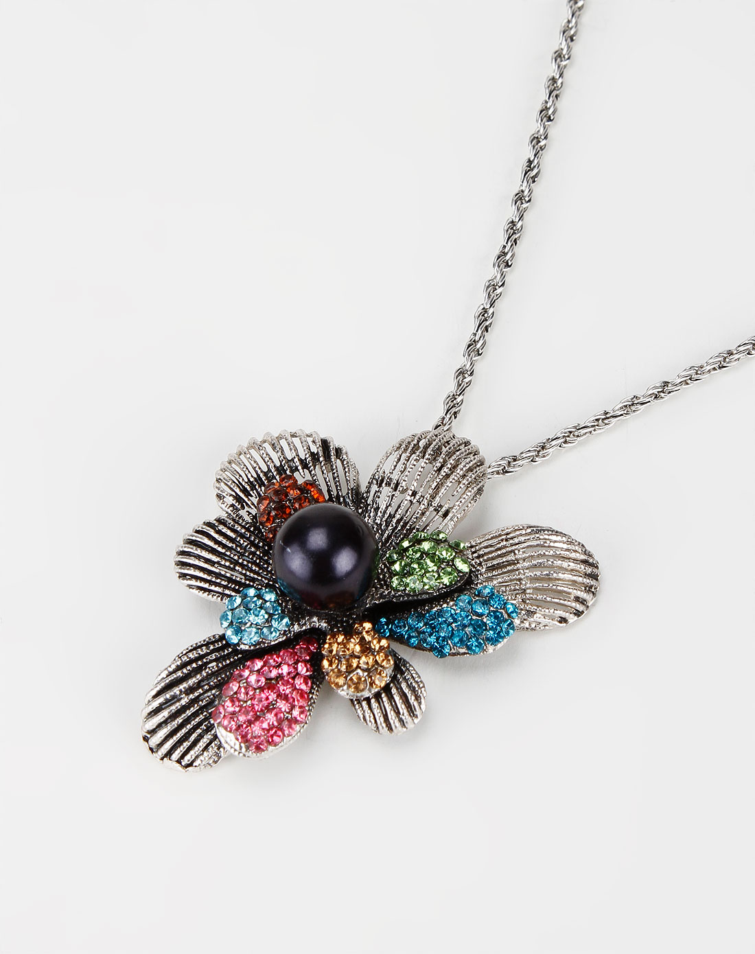 铜色花型彩钻时尚项链