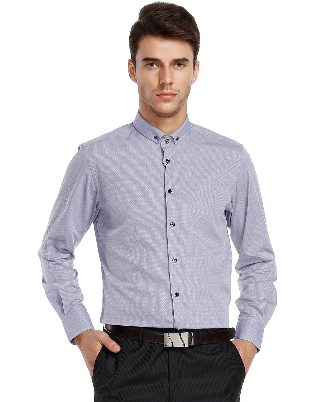 威斯康尼vskonne成熟斯文浅灰色长袖衬衫911822703602_唯品会