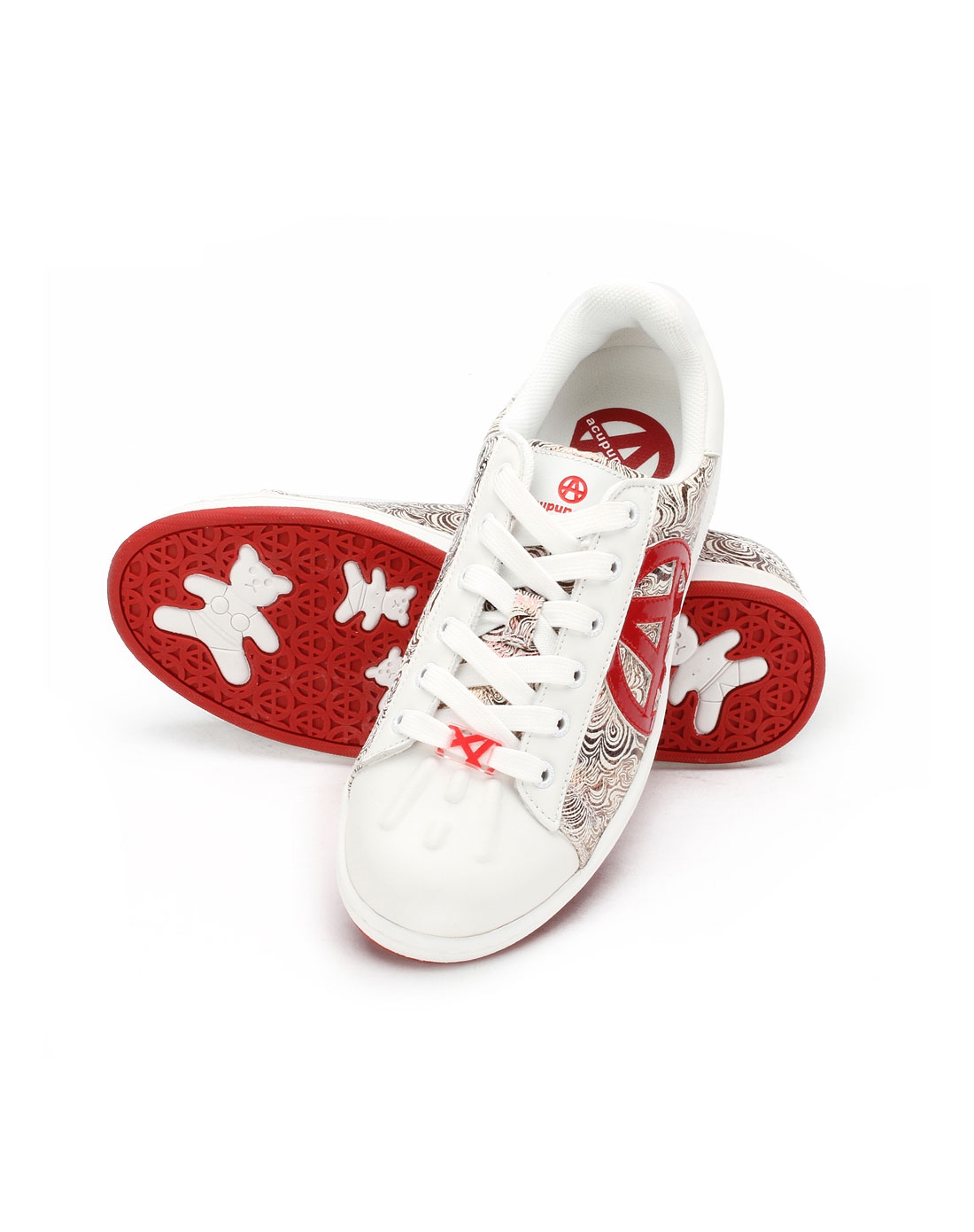 acupuncture 女款烫金帆布/nappa/二榔皮/镜面二榔皮白/深红系带单鞋