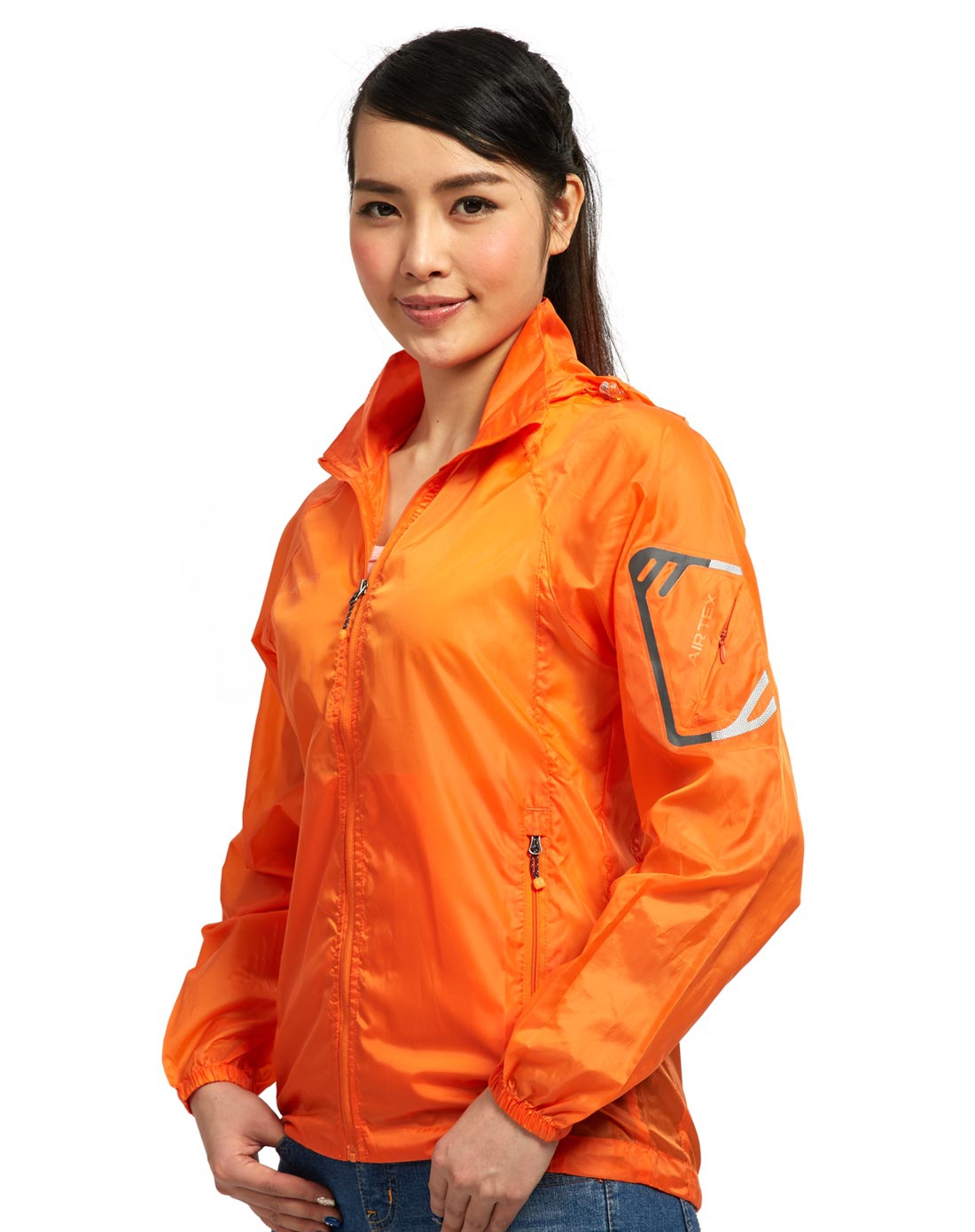 女式橙色皮肤风衣