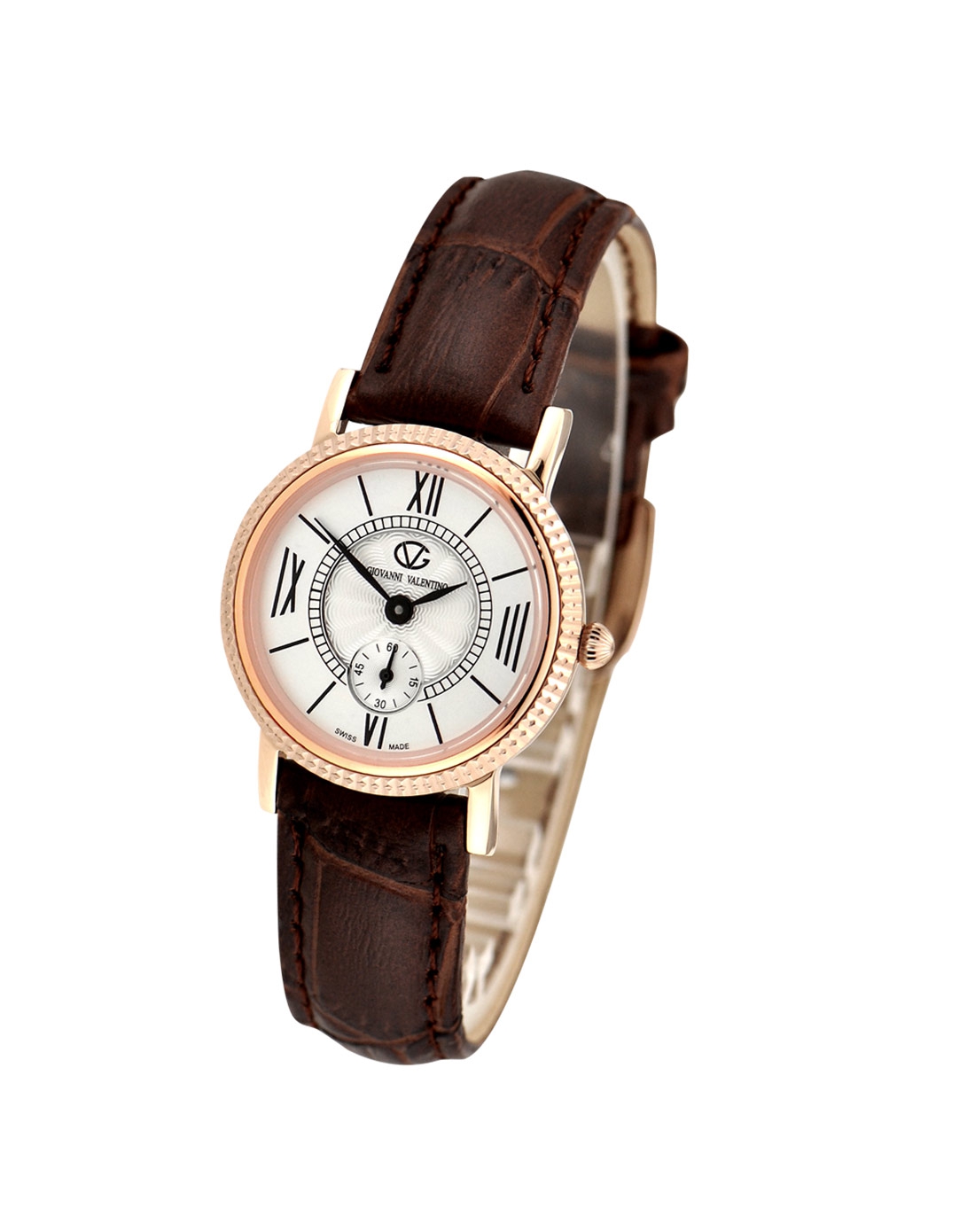 卓凡尼·华伦天奴giovanni valentino手表专场 > 女款棕带白盘牛皮