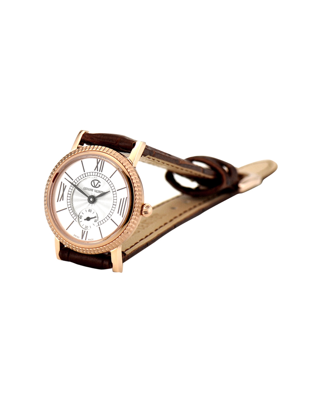 卓凡尼·华伦天奴giovanni valentino手表专场 > 女款棕带白盘牛皮