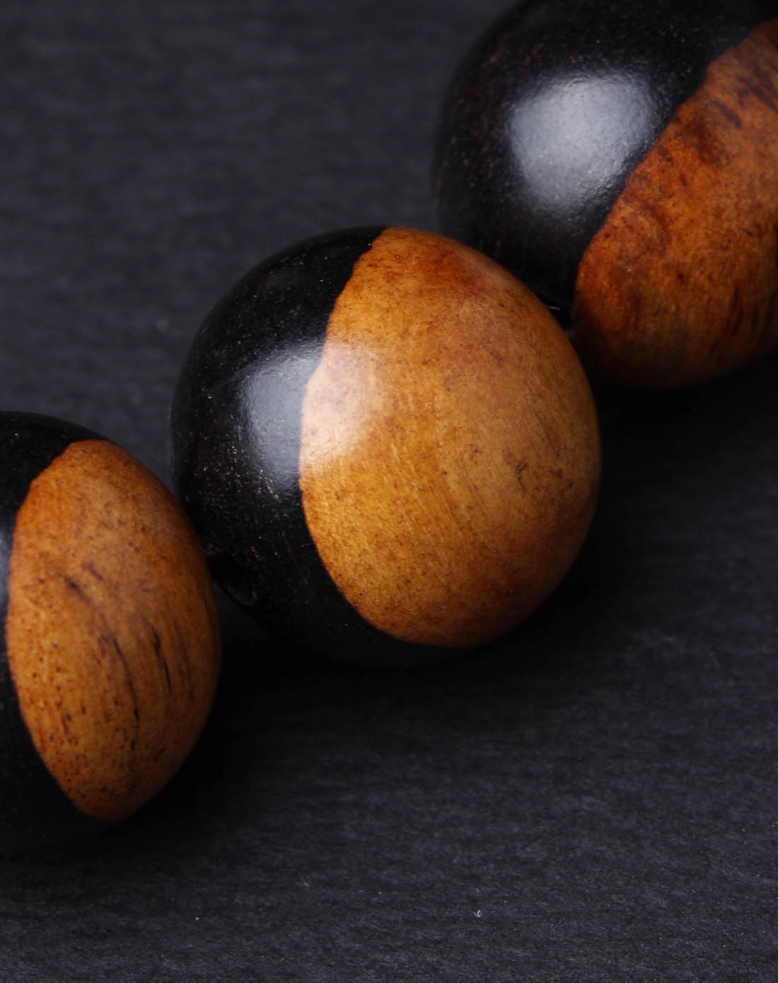 天然黑檀阴阳木手珠