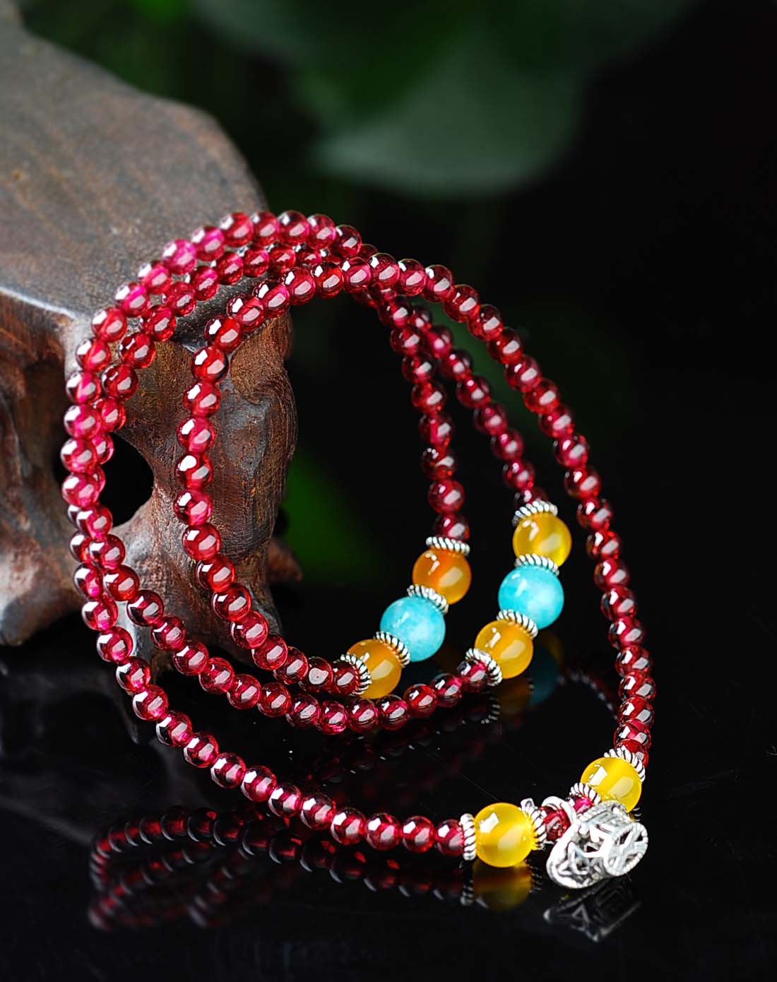 巴西5a级石榴石金元宝长手串(附证书)