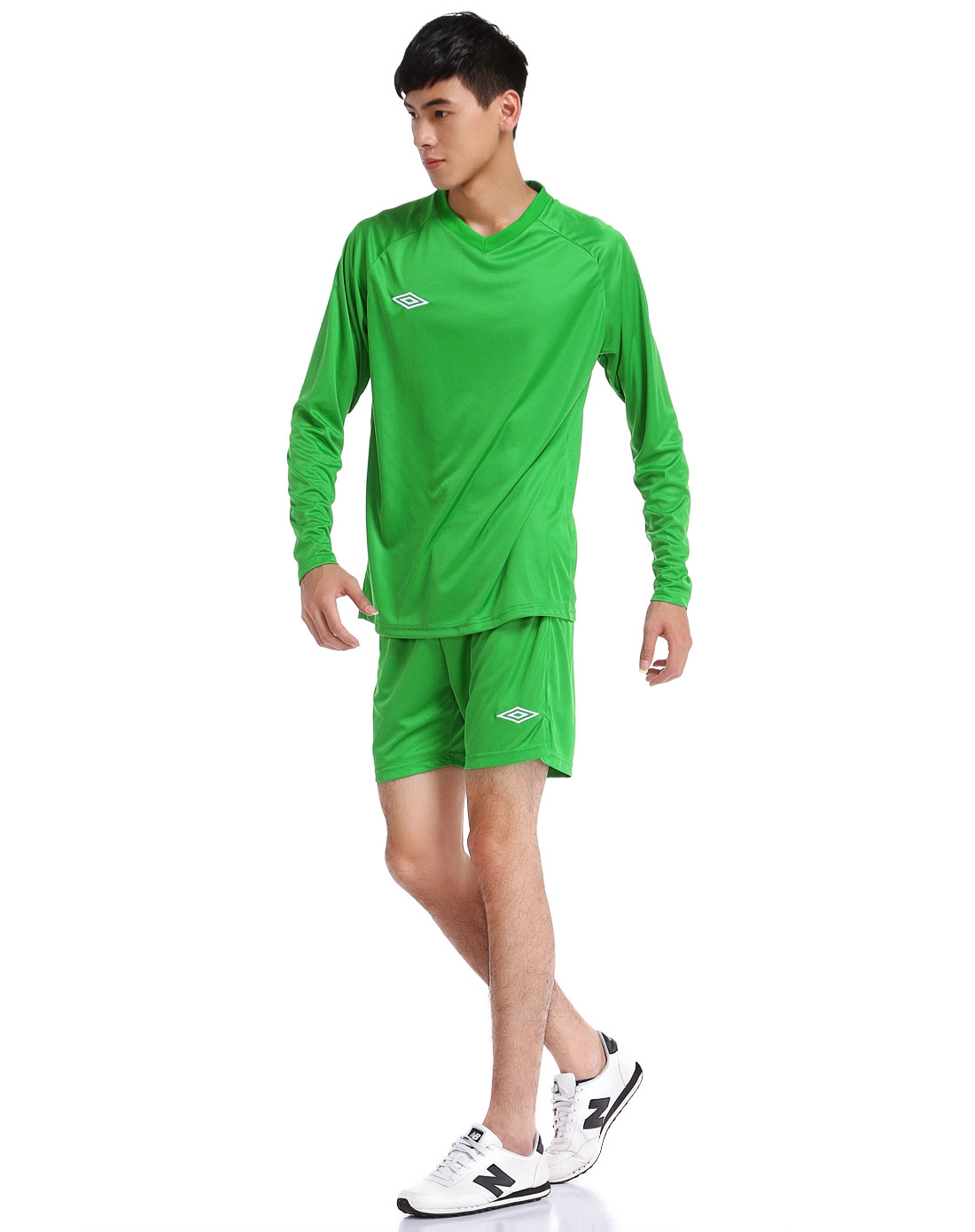 男款翠绿色长袖球衣两件套 活力纯色透气