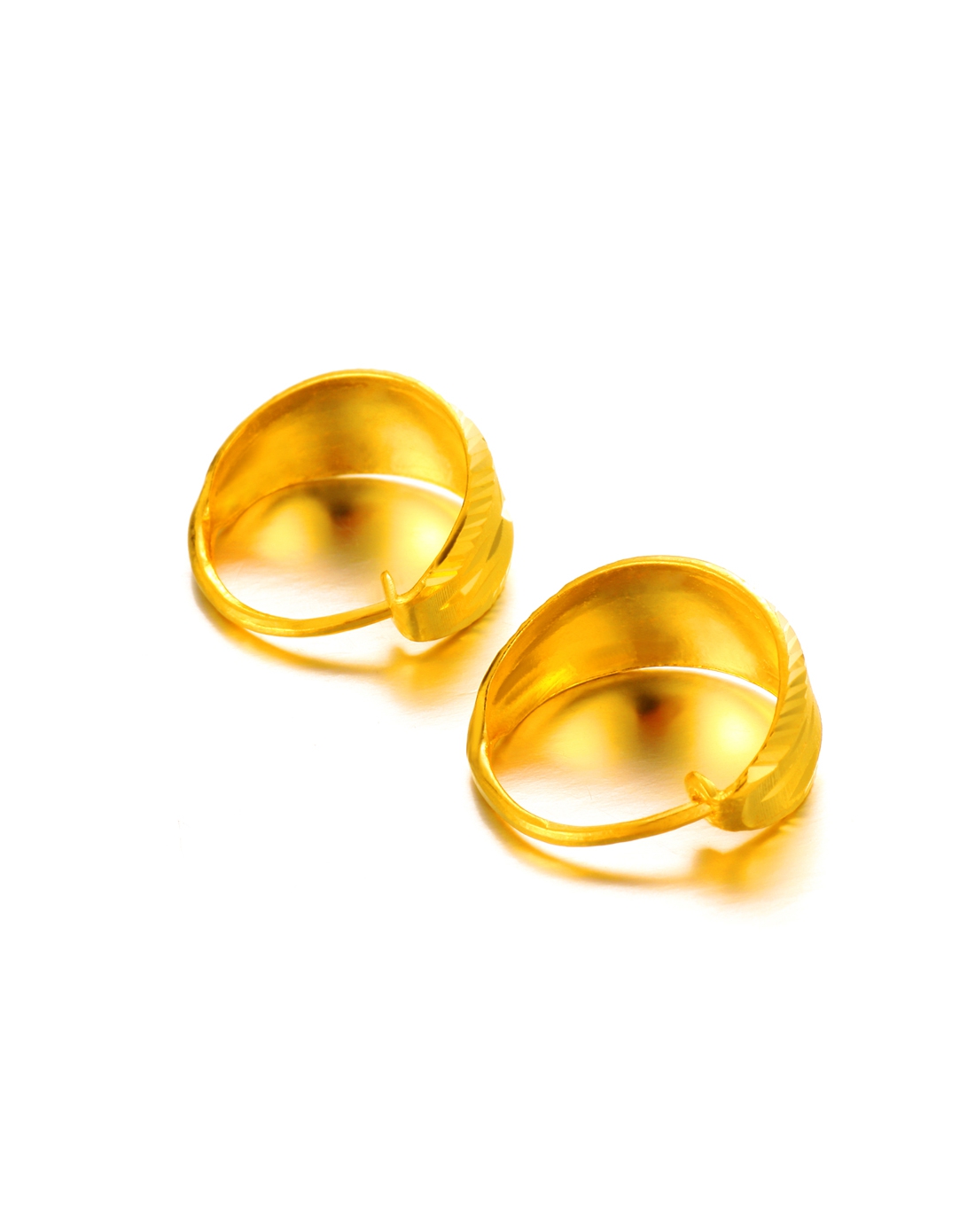 千足金黄金耳饰 鱼背耳环