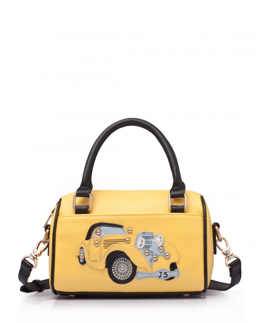 杰特莎伦 女款黄色q版老爷车枕头包