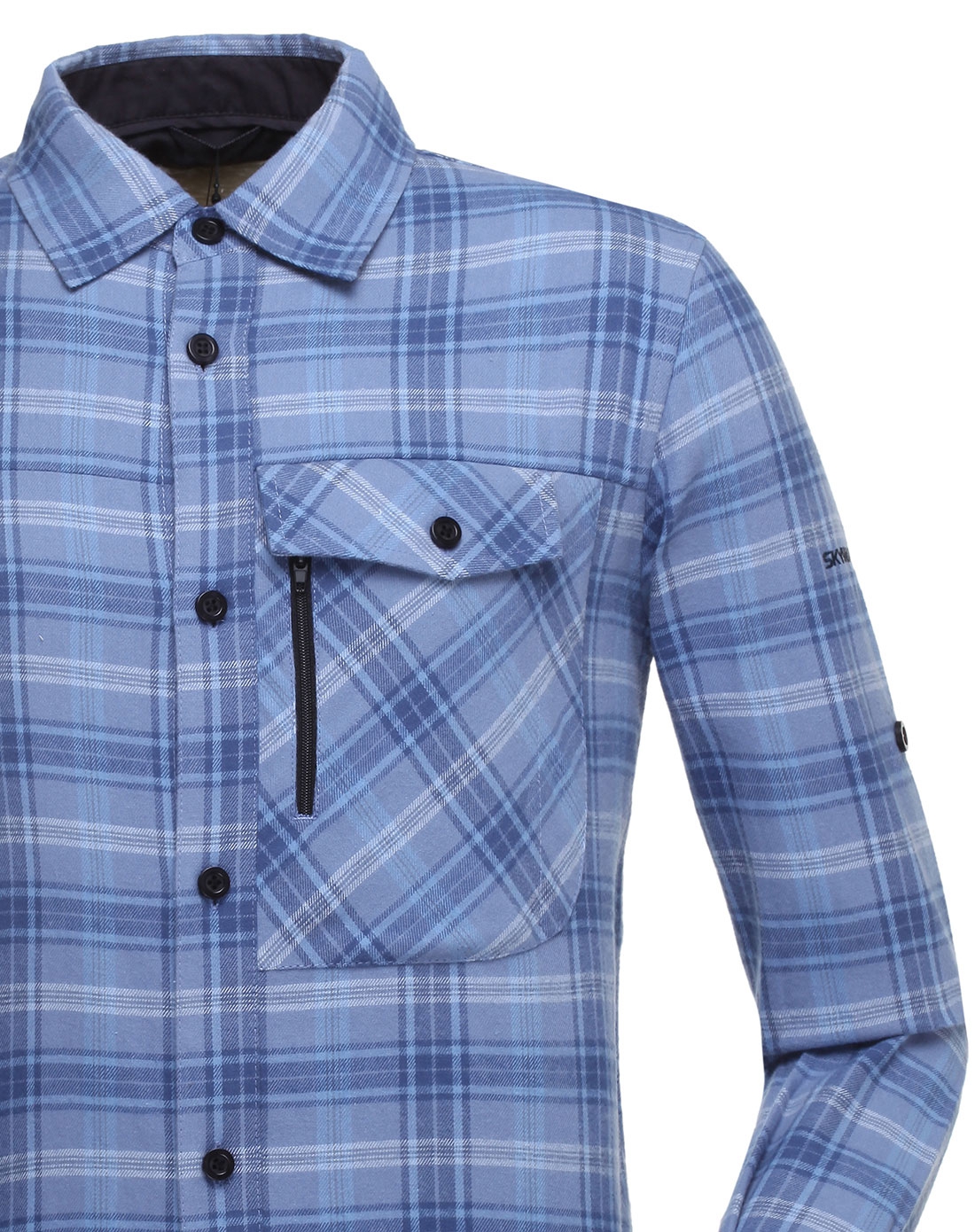 男款蓝色格子衬衫
