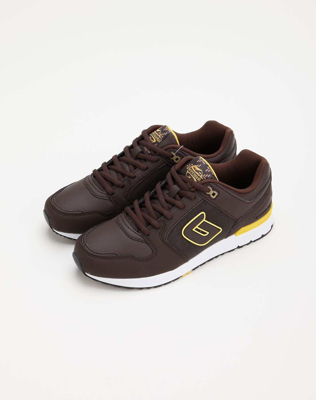 德尔惠deerway男装专场-棕色系带时尚跑步鞋