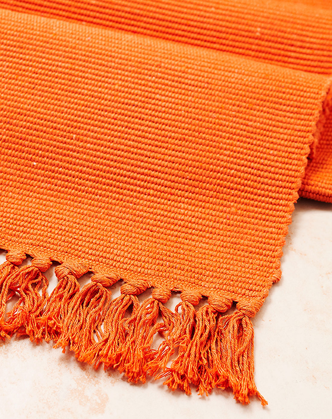 手织棉素色地毯橙120cm*180cm