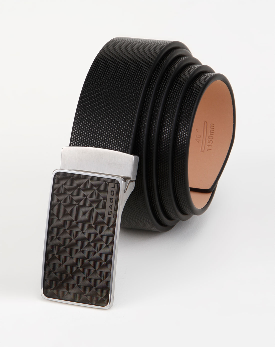 男款黑色时尚压纹板扣皮带