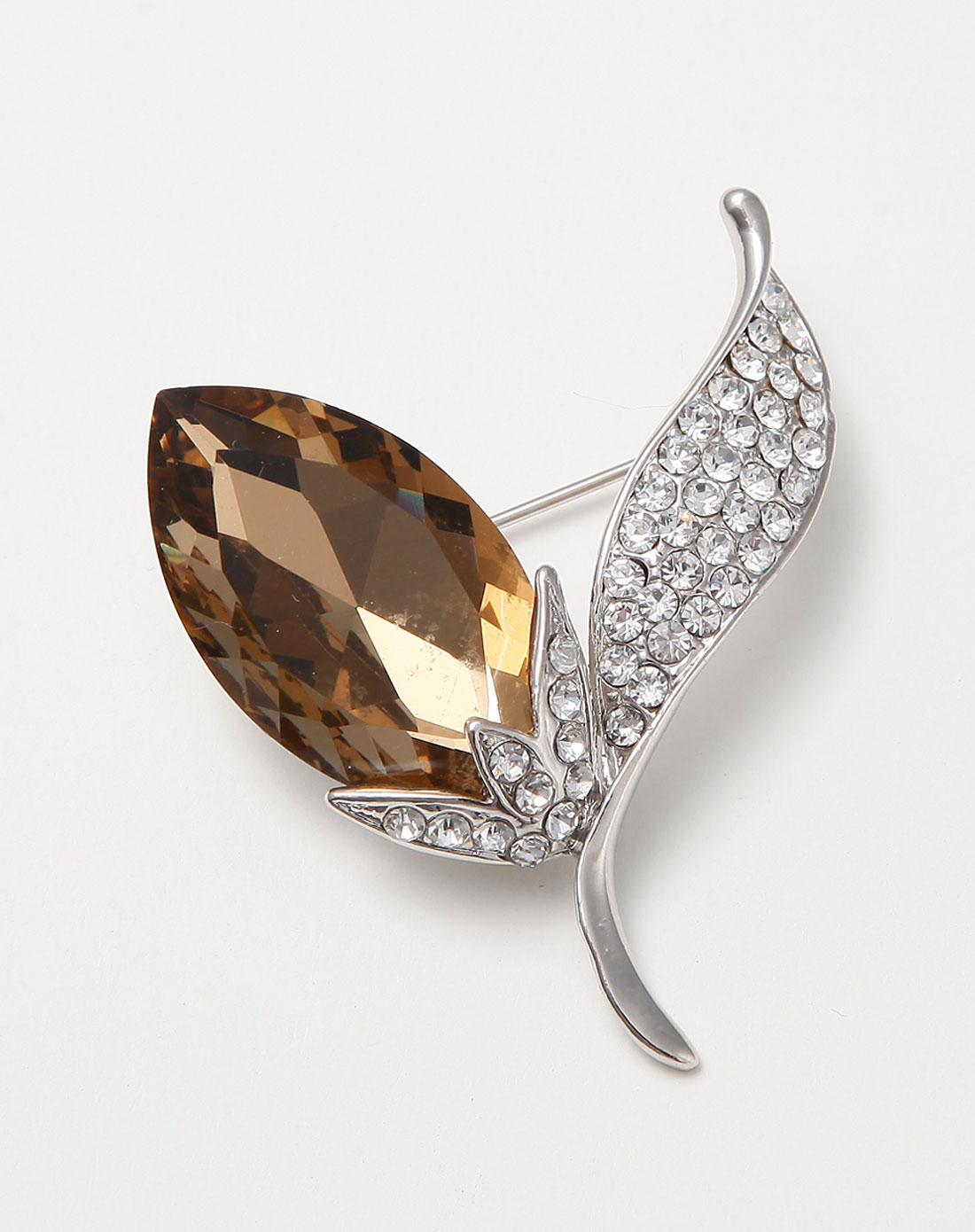 银/茶色色时尚镶仿钻胸针