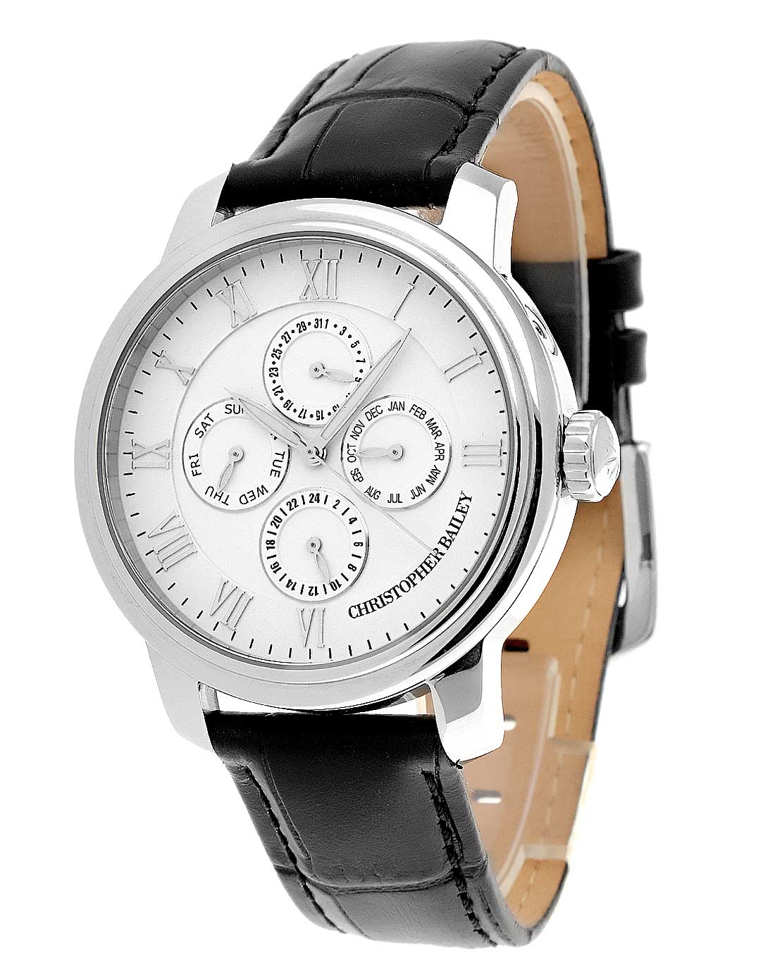 珂芮柏蒂 白面月光银四眼石英男表