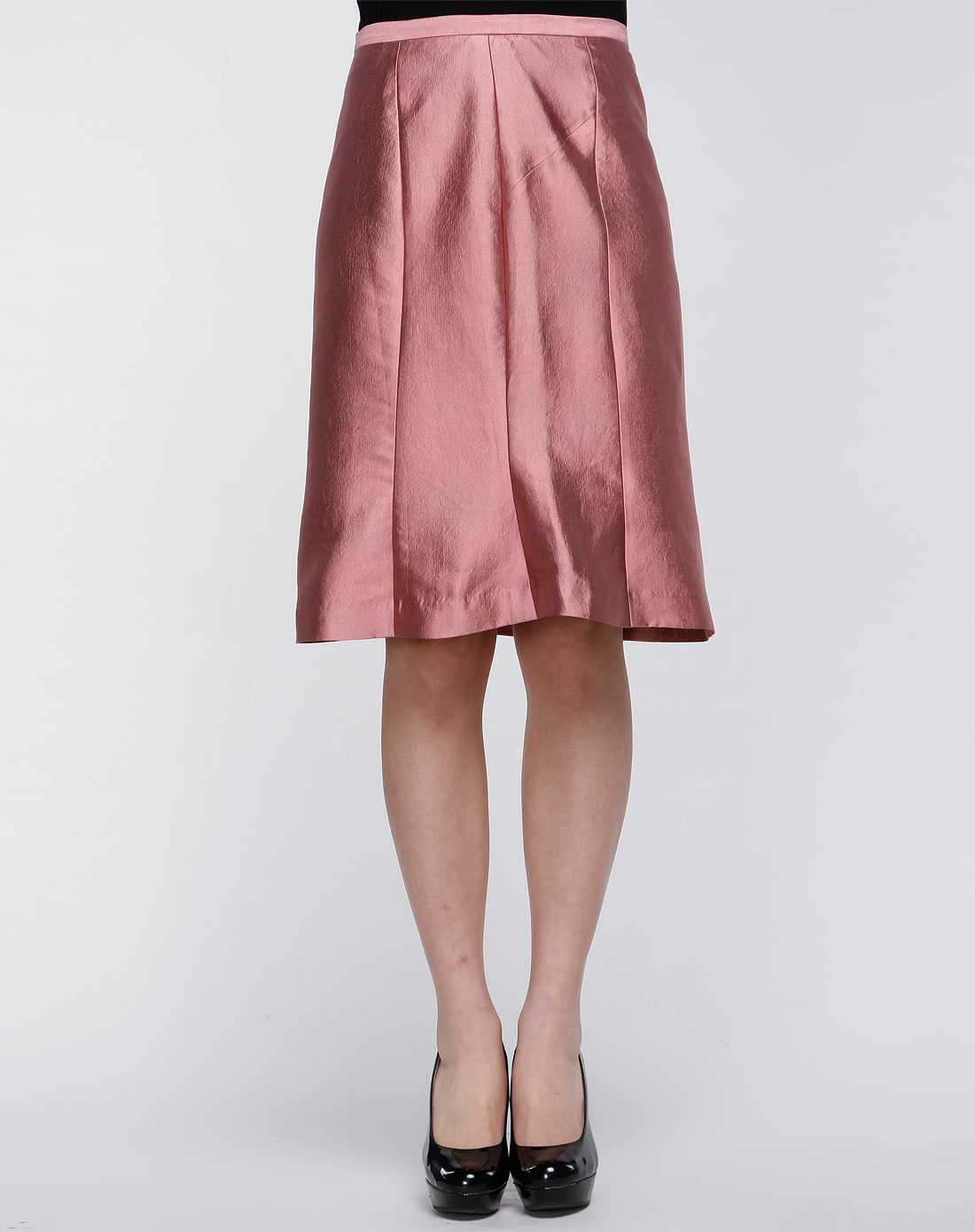 豆沙色简约休闲中裙