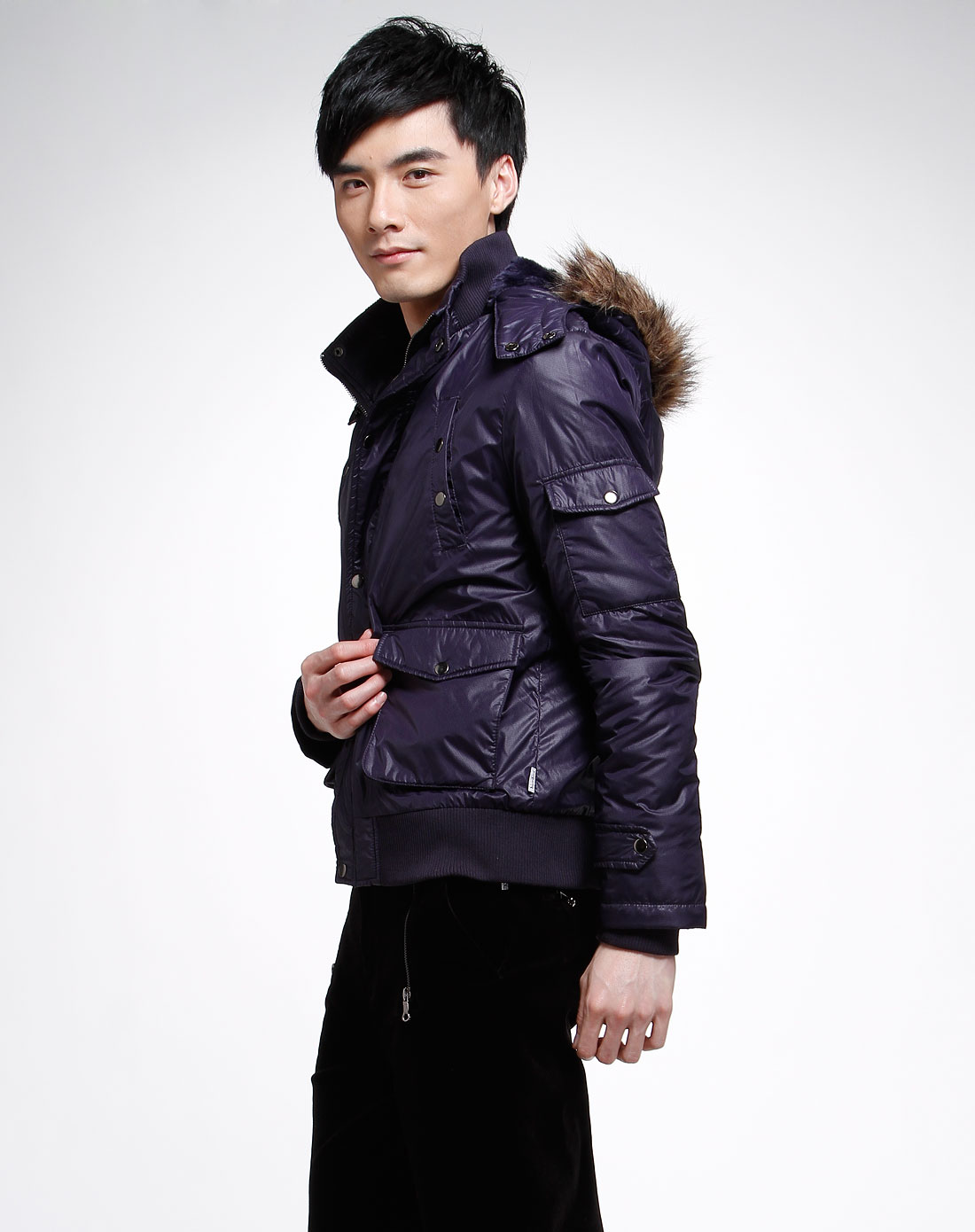 纯真传说bambini 蓝色连帽时尚长袖外套