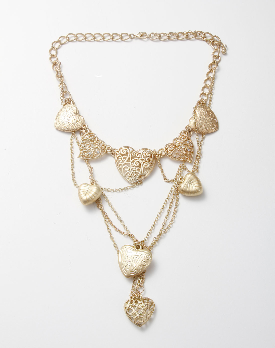 女款金色多层中长项链