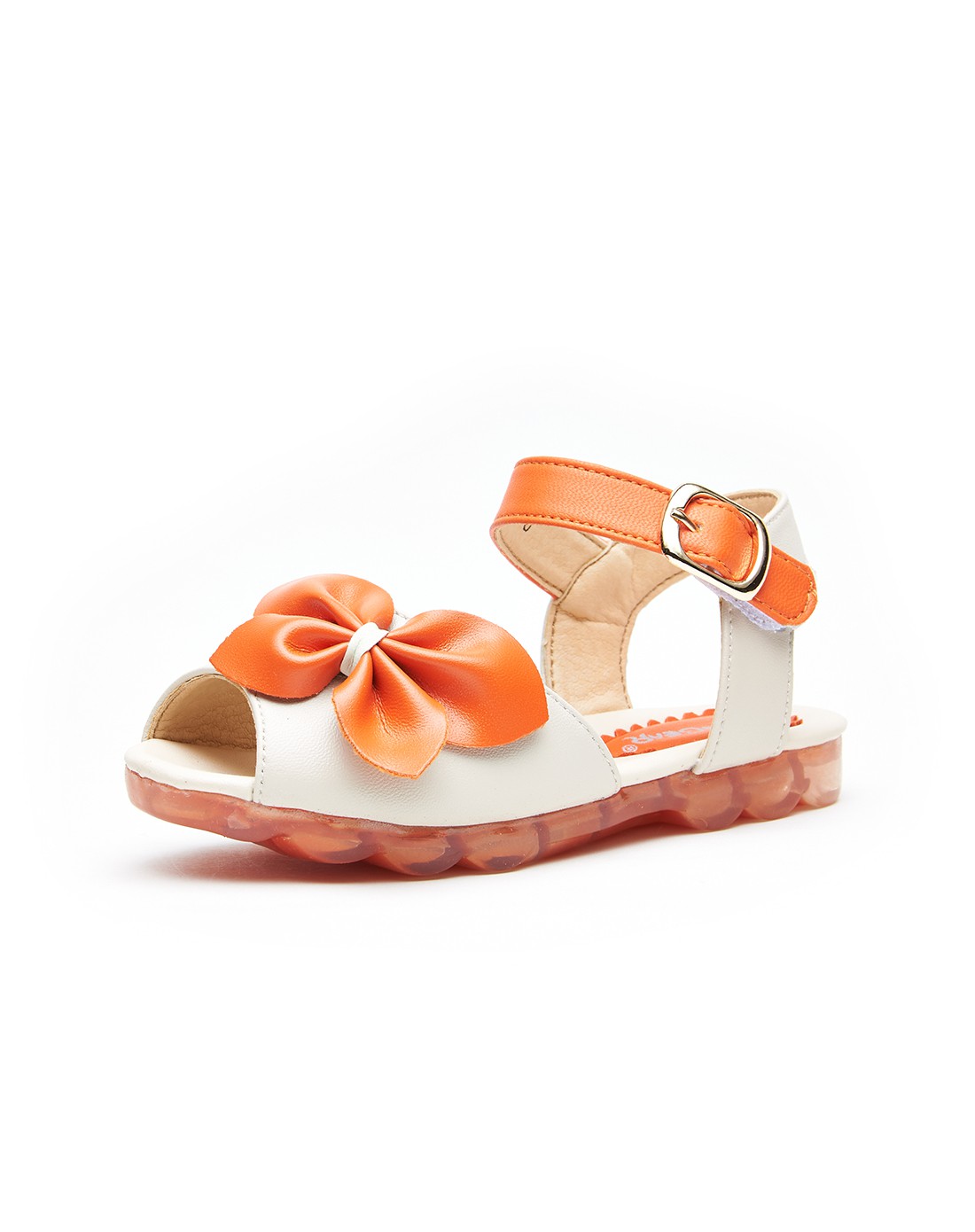 杰米熊女童白色鱼嘴凉鞋