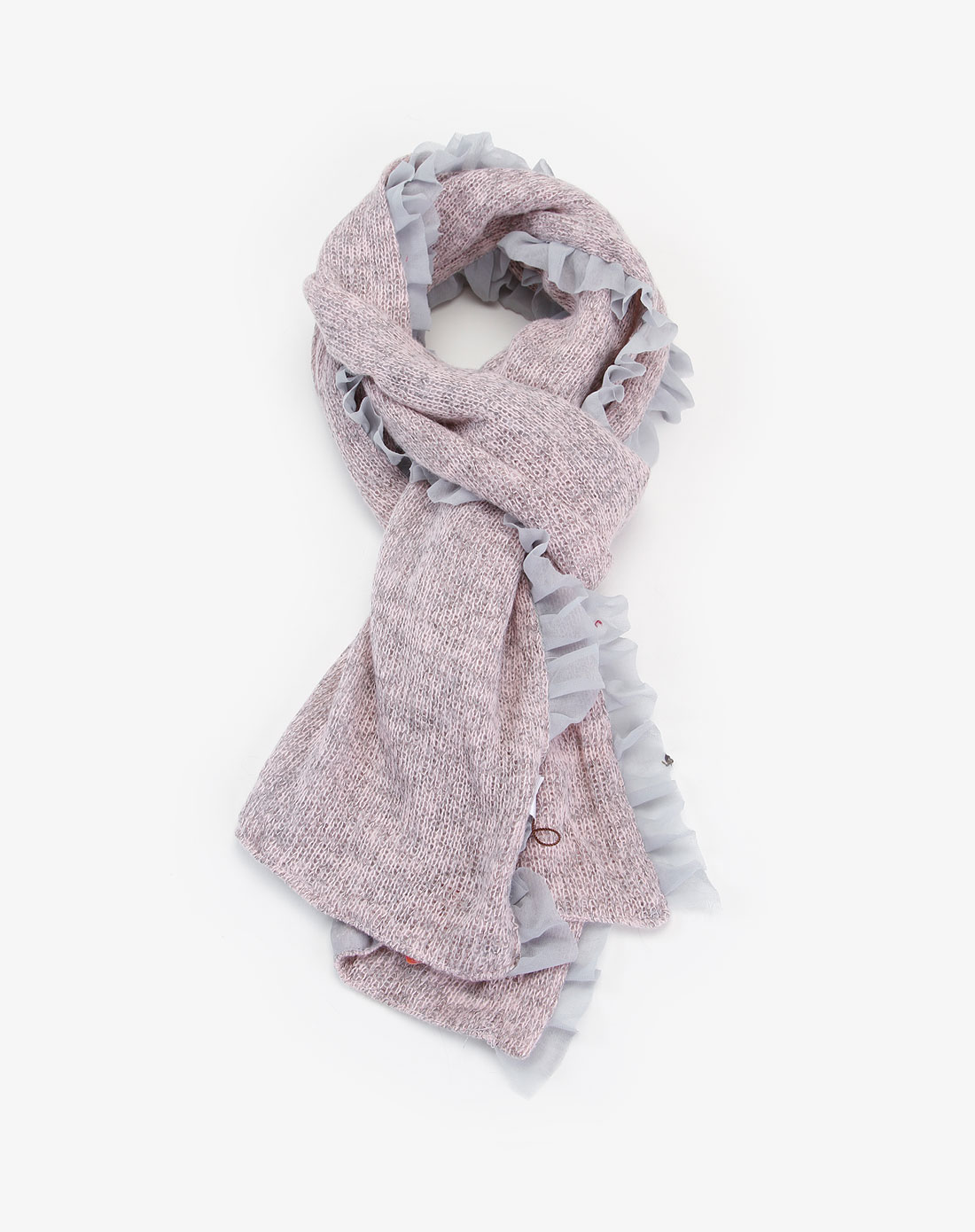 灰色波浪马海毛围巾