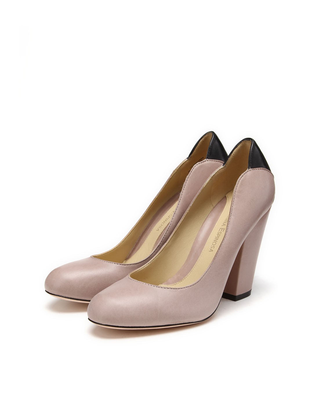 carolinna espinosa 时尚后跟拼接藕粉色粗高跟鞋