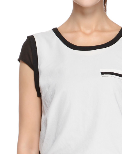 米/黑色端庄优雅盖肩连衣裙