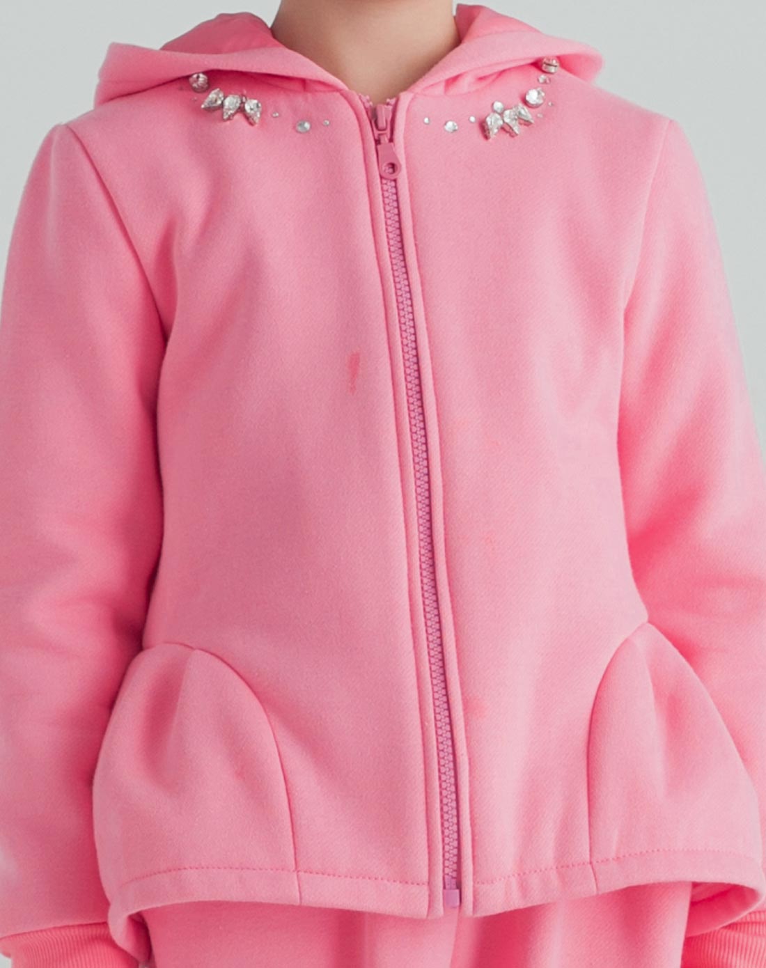 女童西瓜粉色加厚上衣加裤子两件套舒适套装