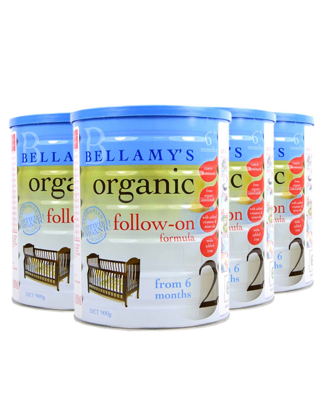 贝拉米 有机较大婴儿配方奶粉2段四罐装