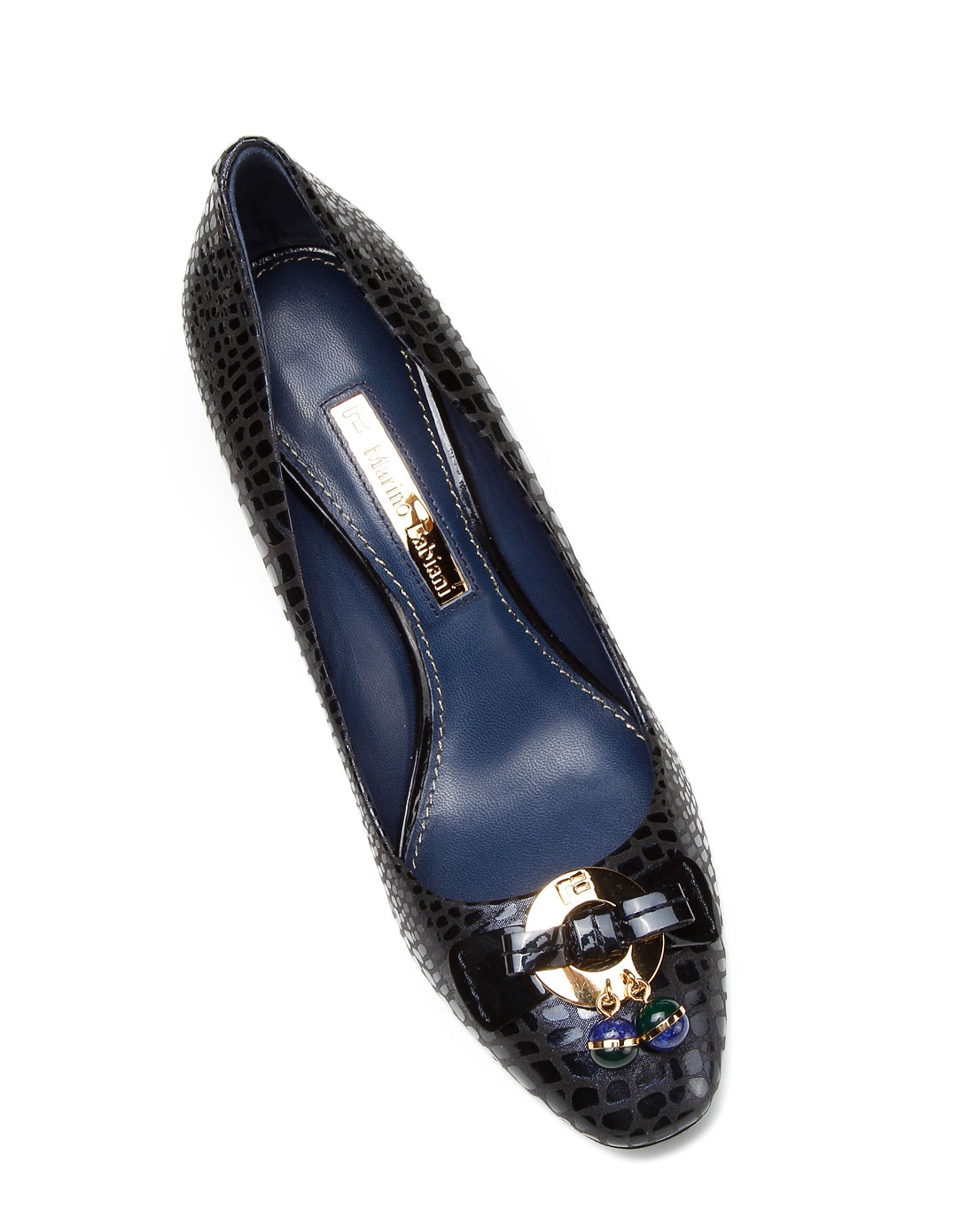 marino fabiani & perlita简约知性蓝色羊皮电镀高跟单鞋m3c5004i0