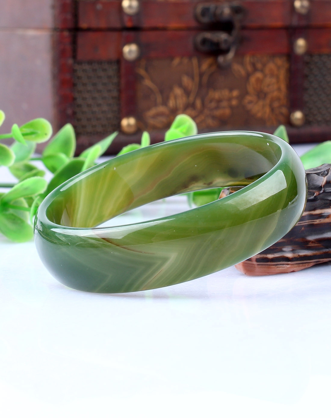 绿色森林 天然绿玛瑙手镯附证书