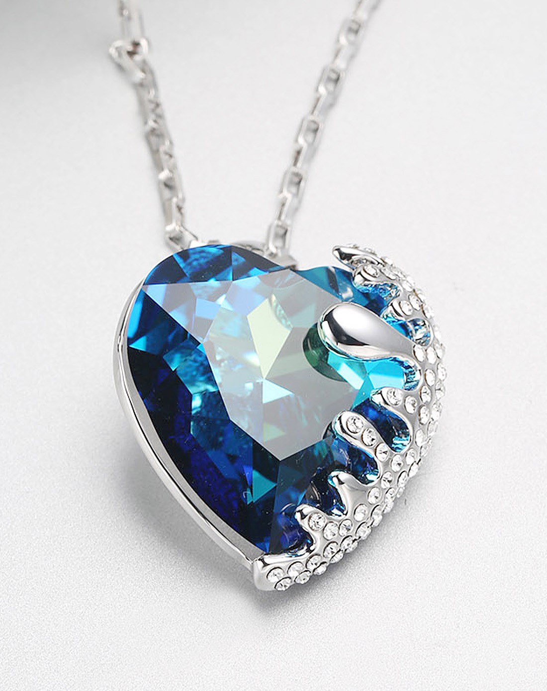 奥莱茵orhine 浅蓝甜心教主施华洛元素水晶镀真金项链