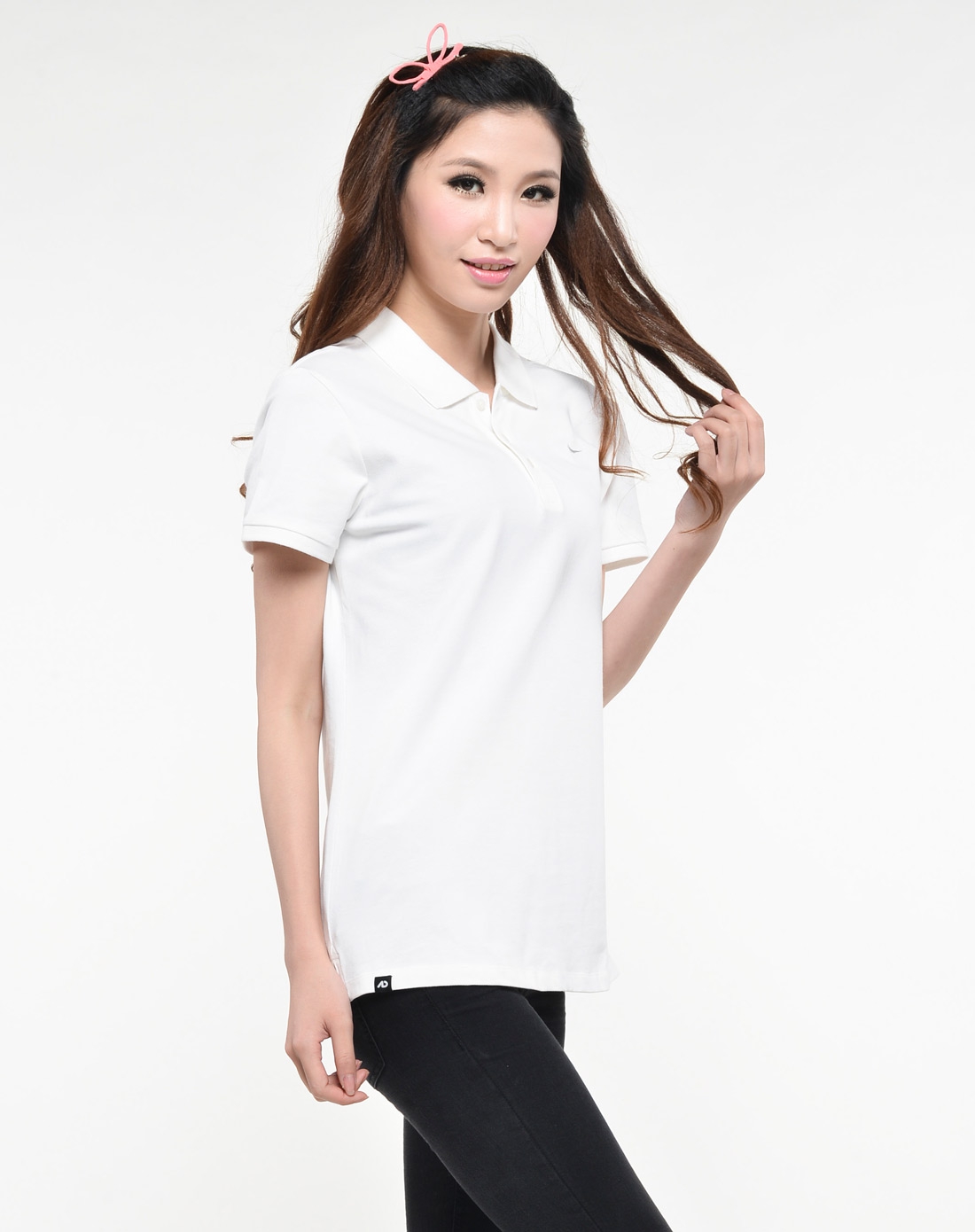 女子白色短袖polo衫