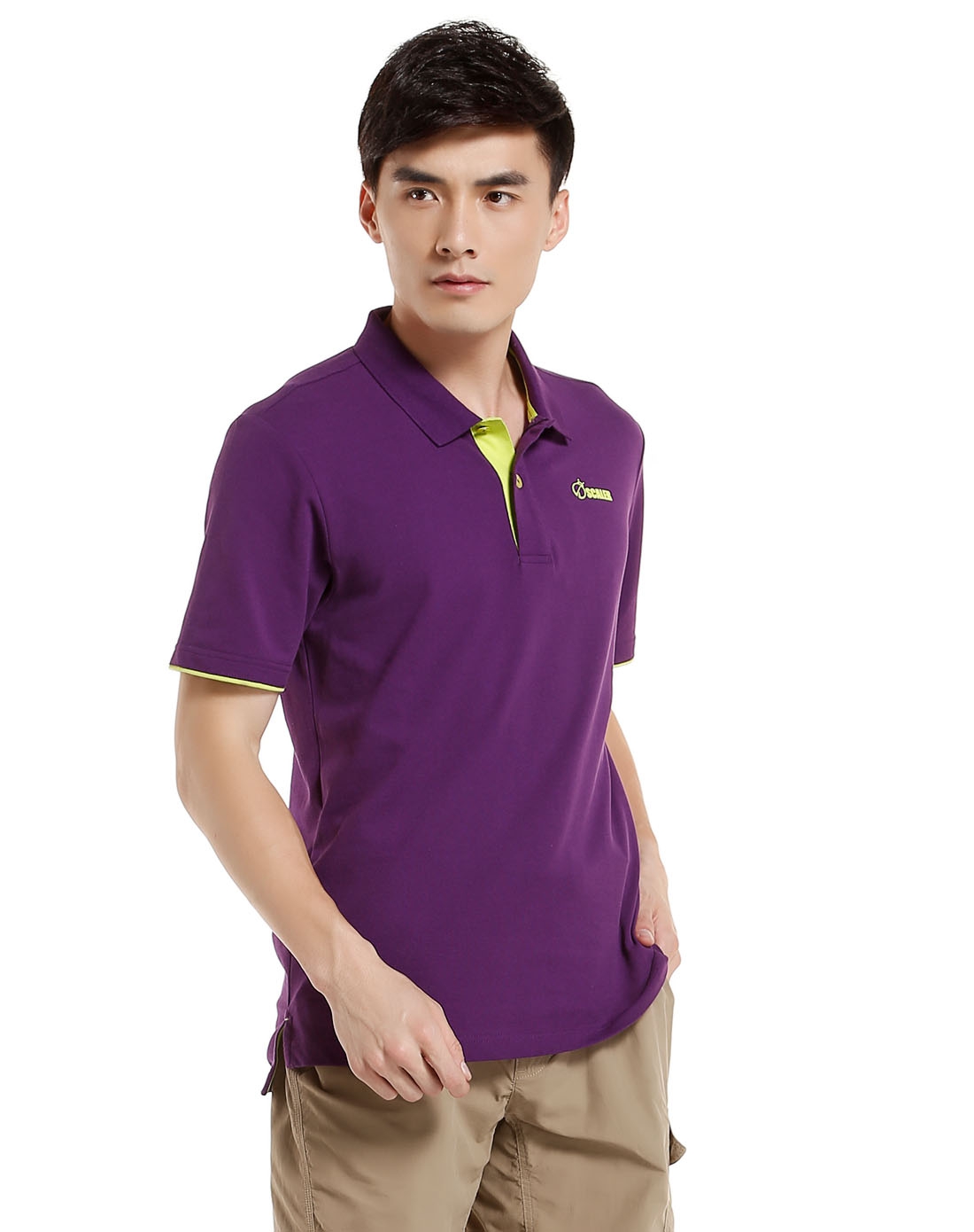 男款简约经典深紫色短袖polo衫