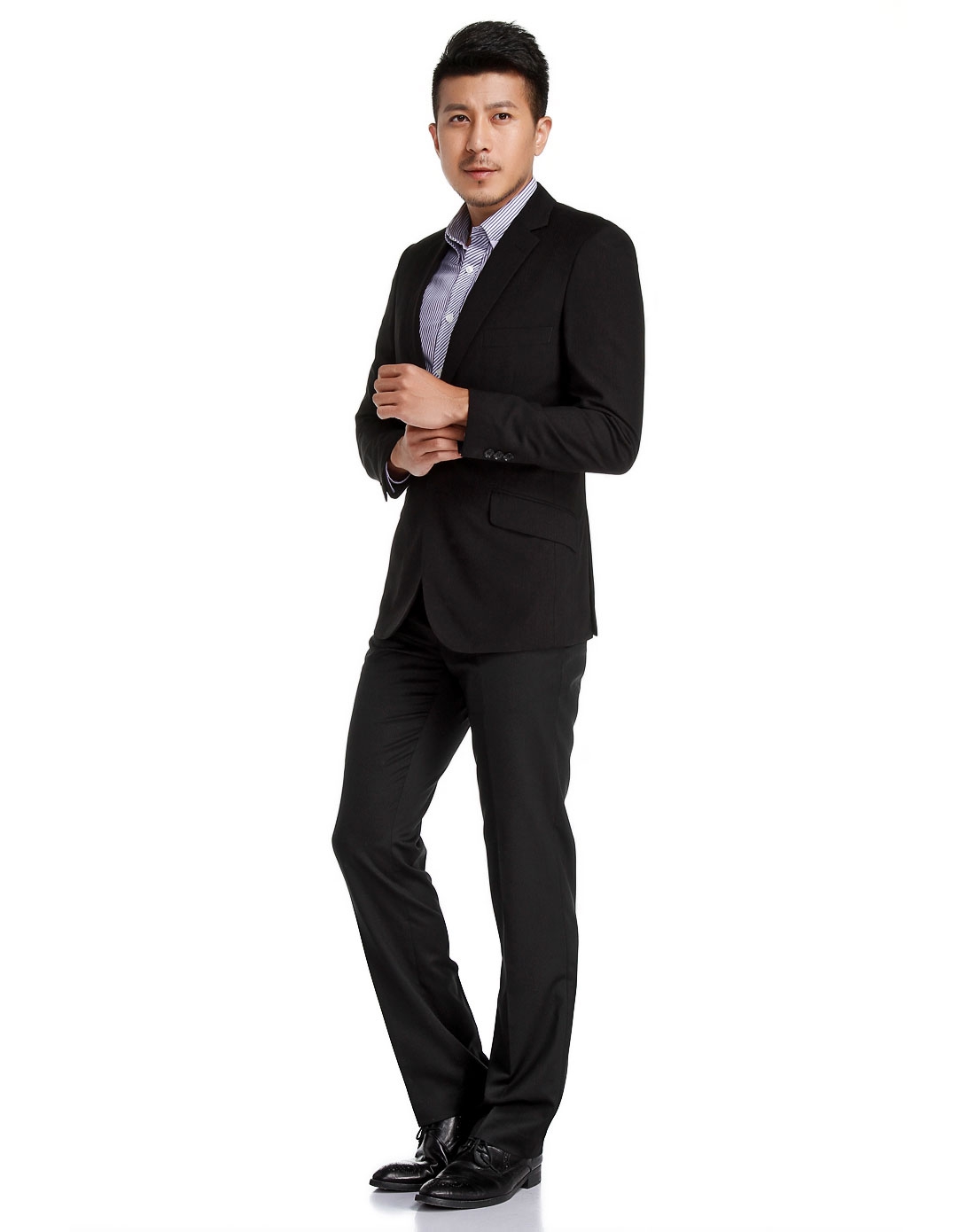 男款黑色帅气绅士长袖西装