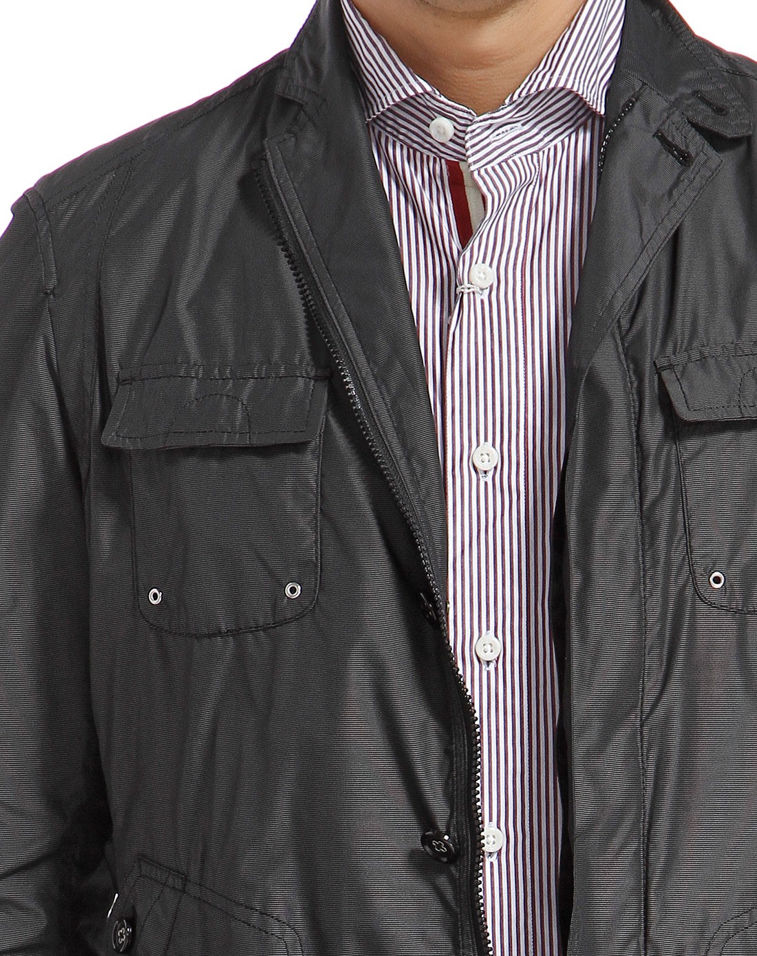 炭黑色时尚百搭长袖风衣