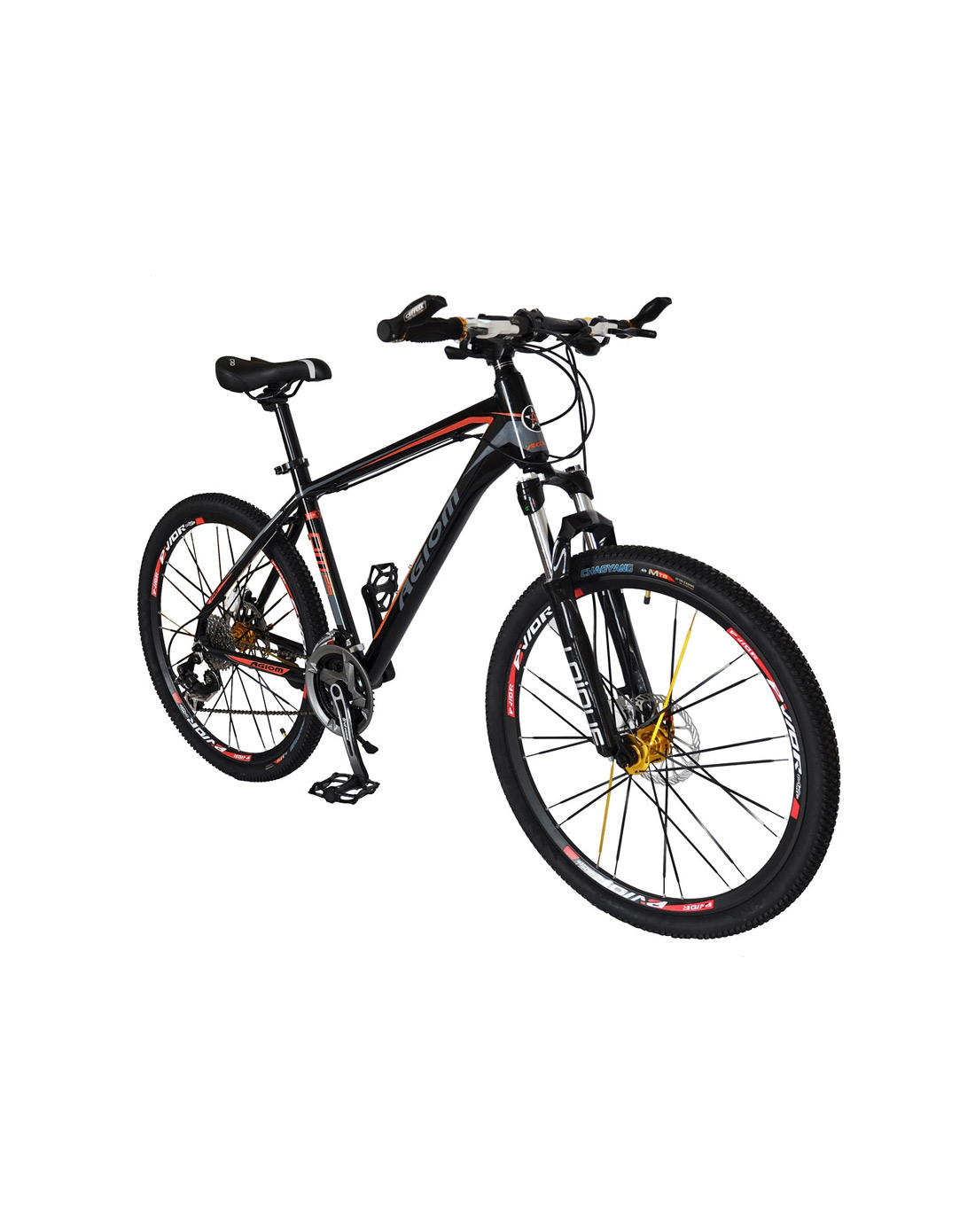 agiom系列之飞虎26寸铝架24速前减震锁死前叉碟刹山地自行车 黑橘色