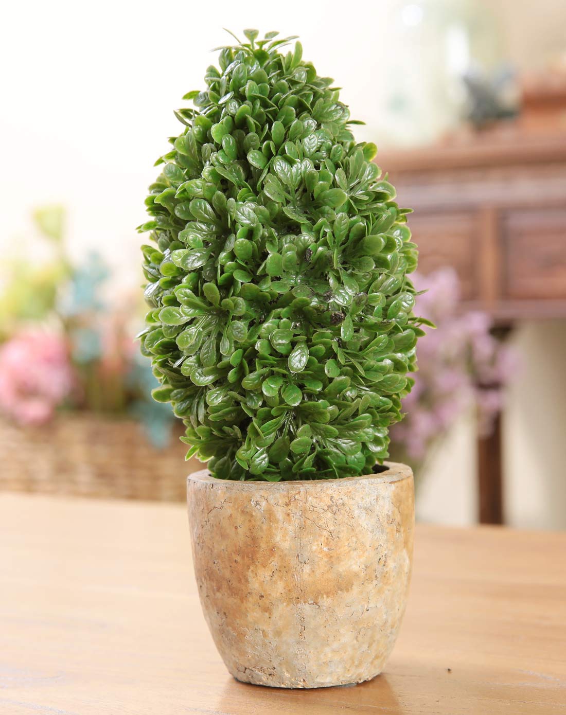 清新田园土陶仿真小盆栽-小松树