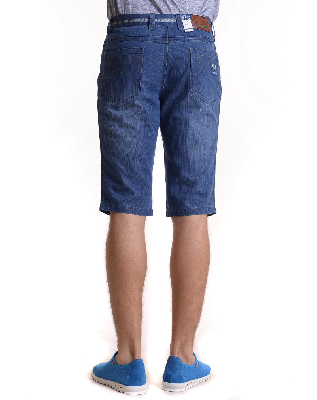 男款牛仔蓝色男款高支棉休闲中裤