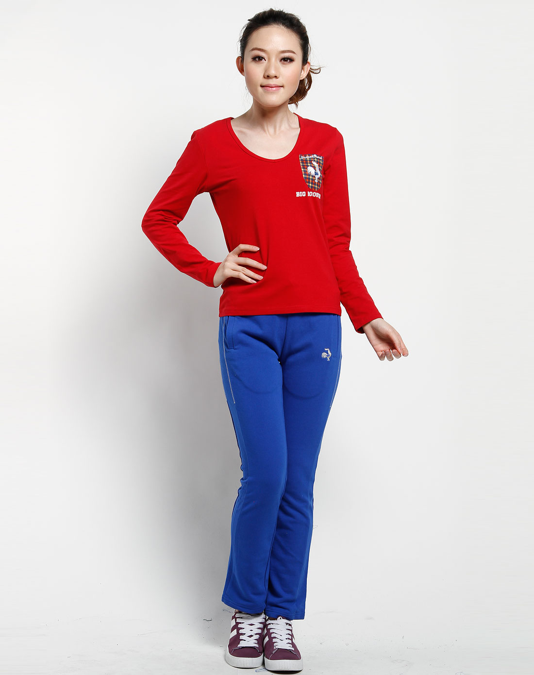 大公鸡big rooster女装专场-红色时尚长袖t恤