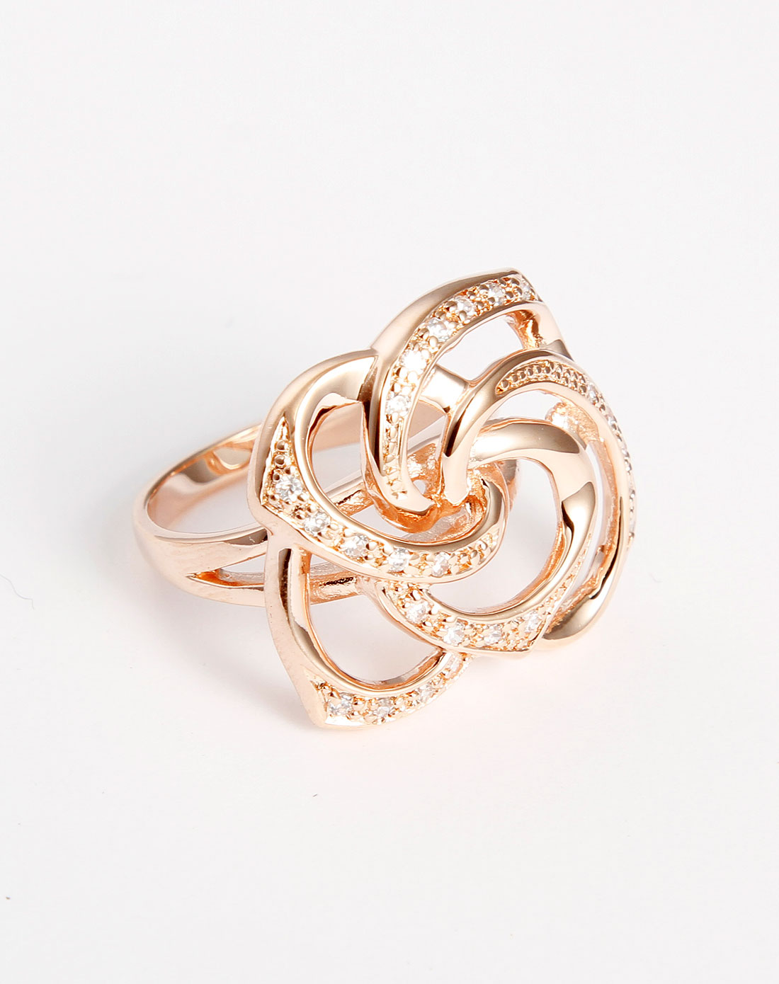 玫瑰金色花型戒指