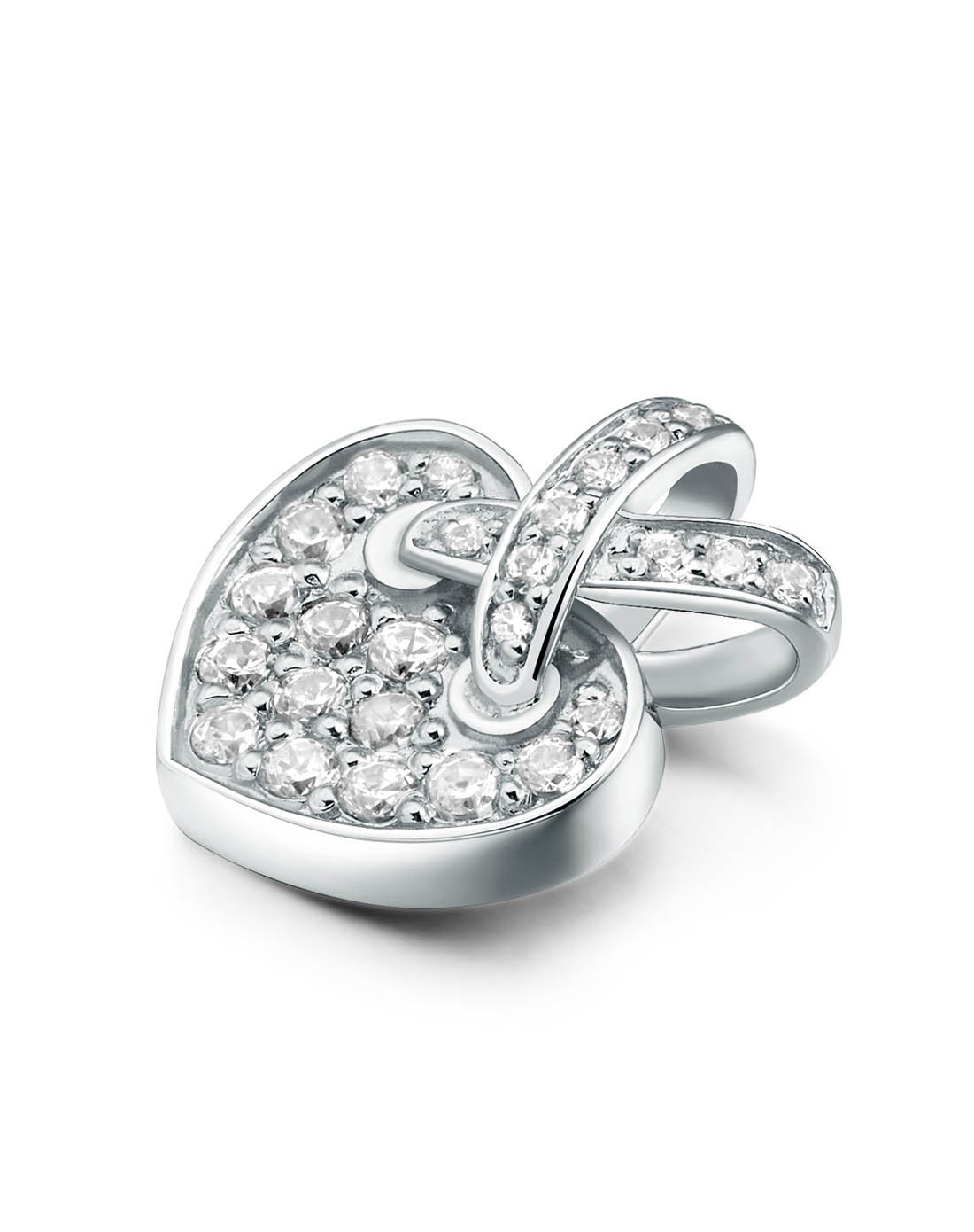 925银电镀白金&交叉心形吊坠