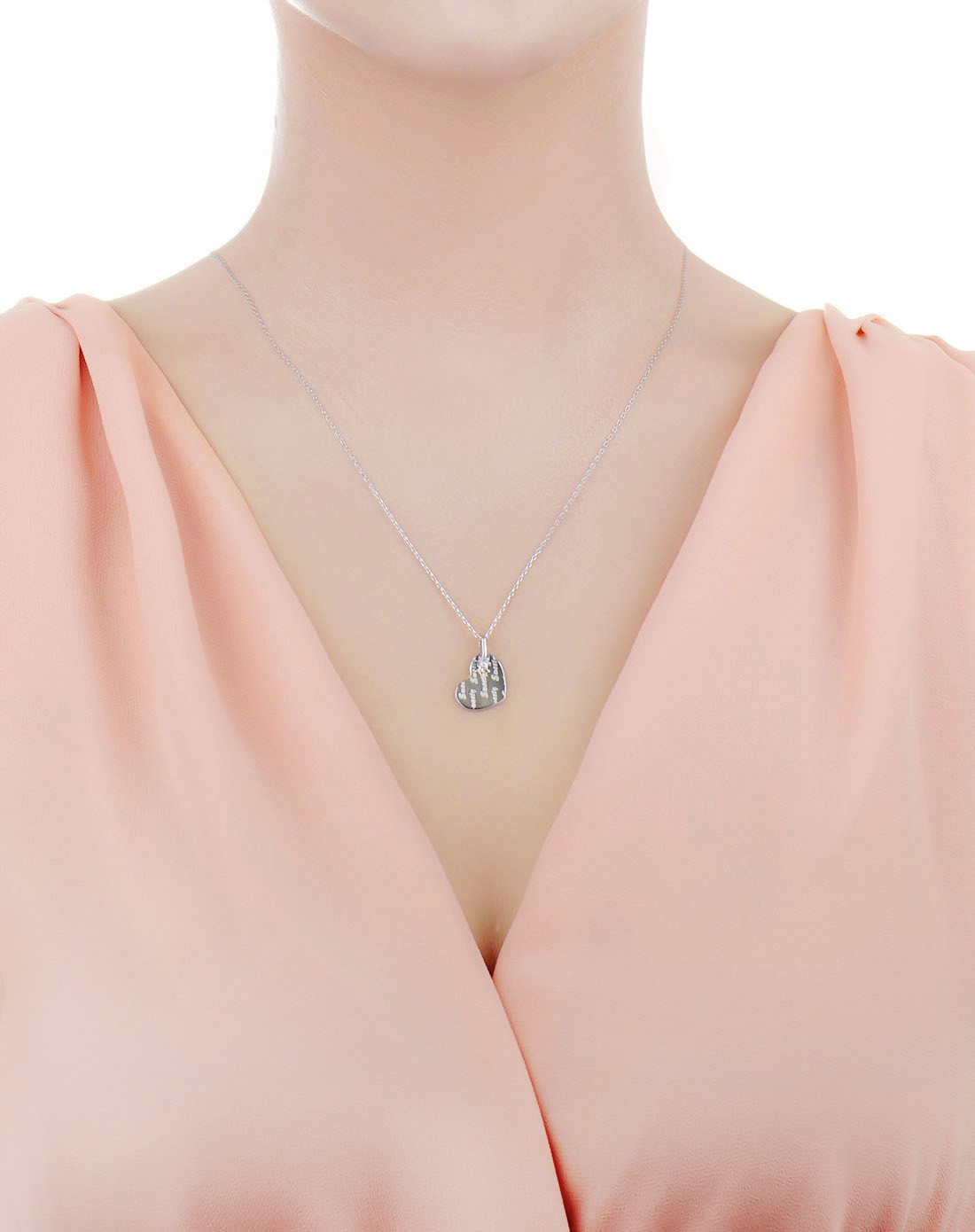 925银电镀白金&简约铭牌心形刻字吊坠