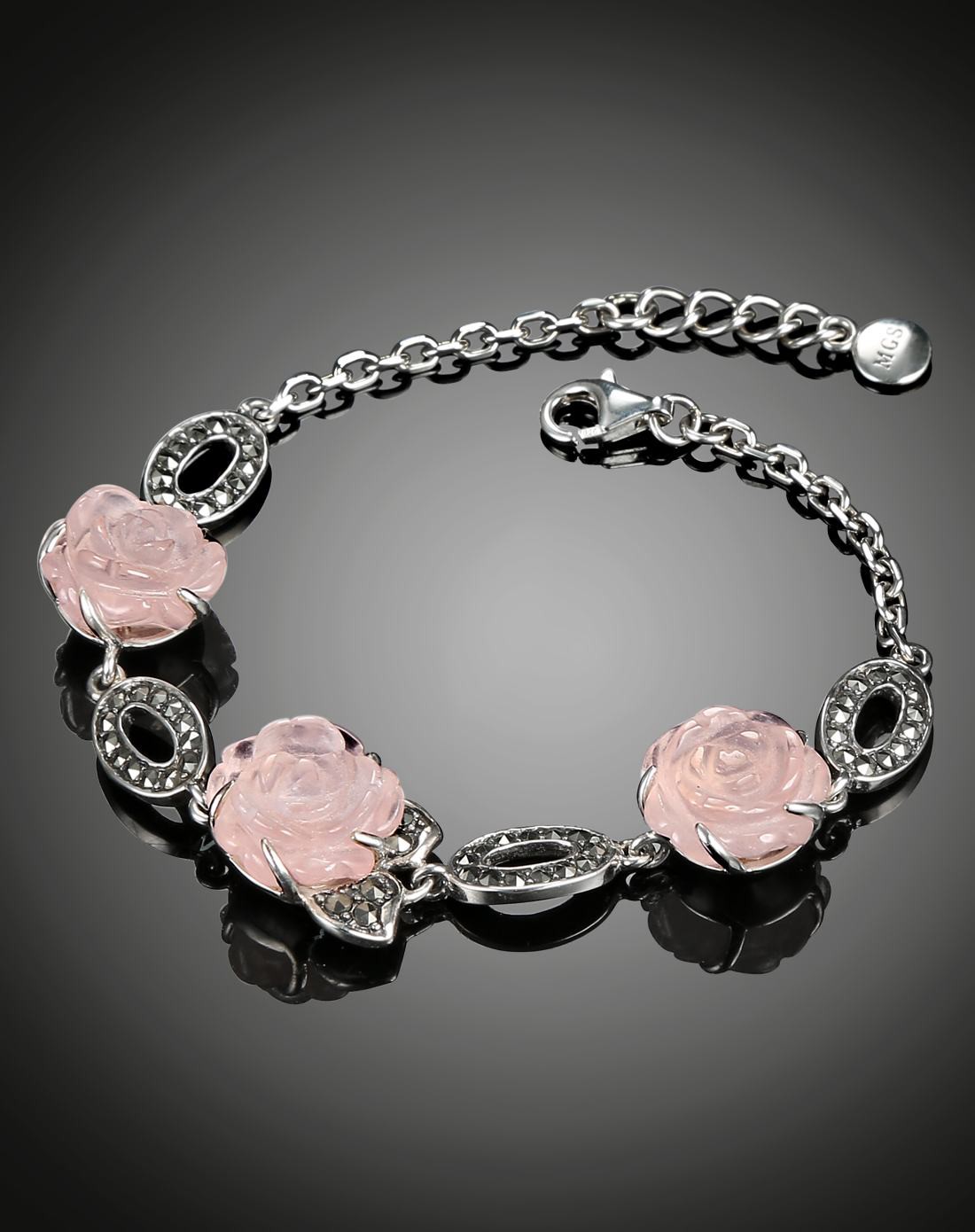 "冰晶玫瑰"复古粉晶手链