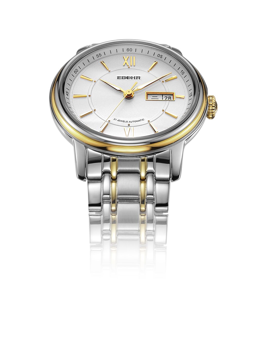 依波ebohr手表专场 依波都市经典系列全自动机械白面男表