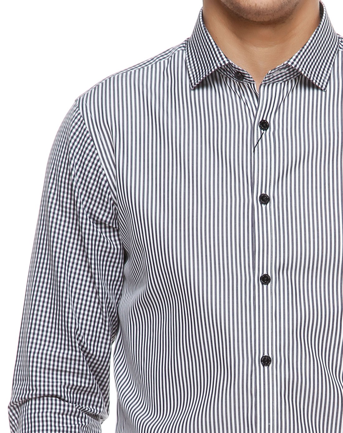 威斯康尼vskonne都市风情黑白色长袖衬衫913722726901_唯品会