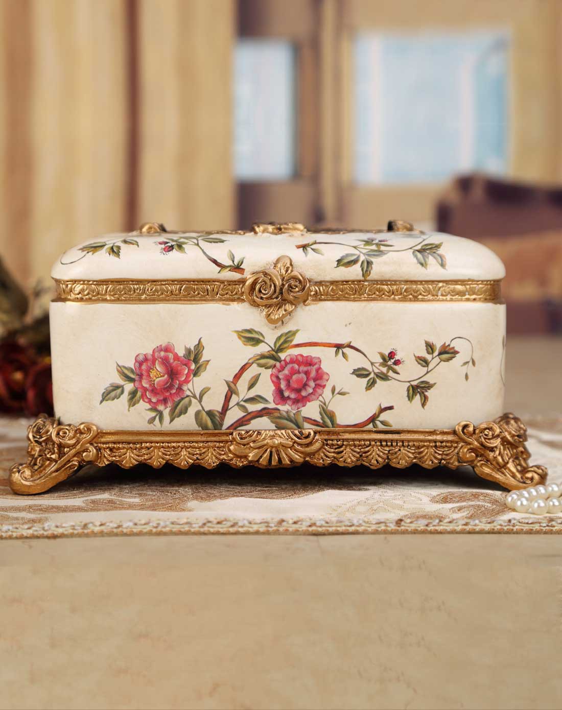 隽美家居用品专场欧式手绘孔雀系列高档树脂纸巾盒6920922100823_唯品